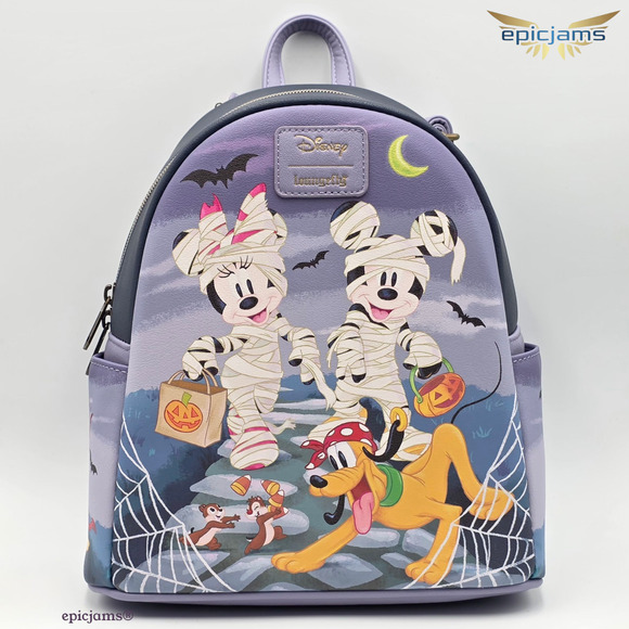 Loungefly Disney Mickey Mouse & Friends Halloween Purple Mini Backpack Bag New - Picture 1 of 6
